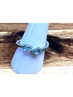 Ring Bomb Party Ring, size 8, blue gemstone (LC) silver color band, fashion jewe